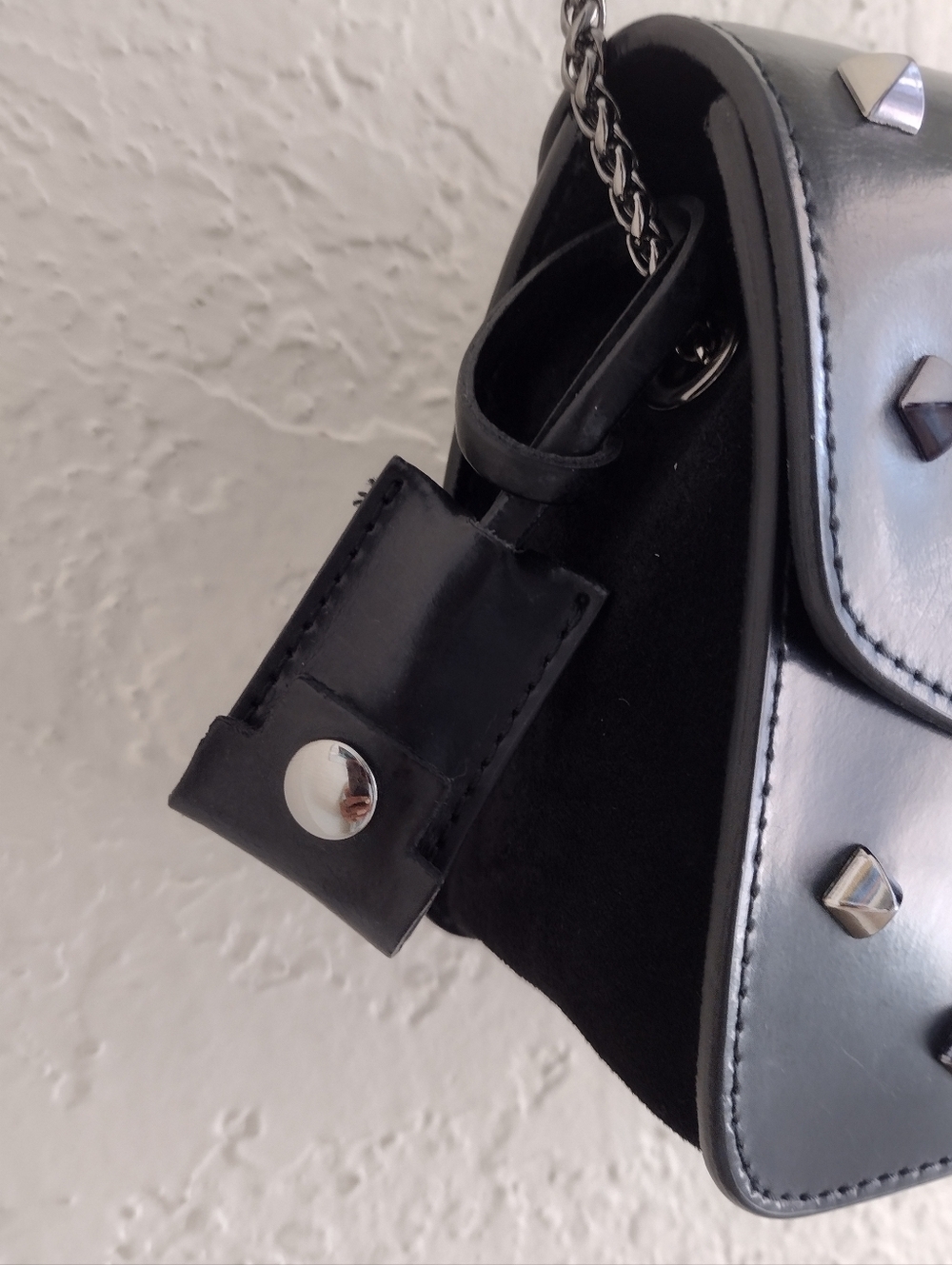Furla Metropolis Black Studded Leather Chain Crossbody Bag - Picture 7 of 16
